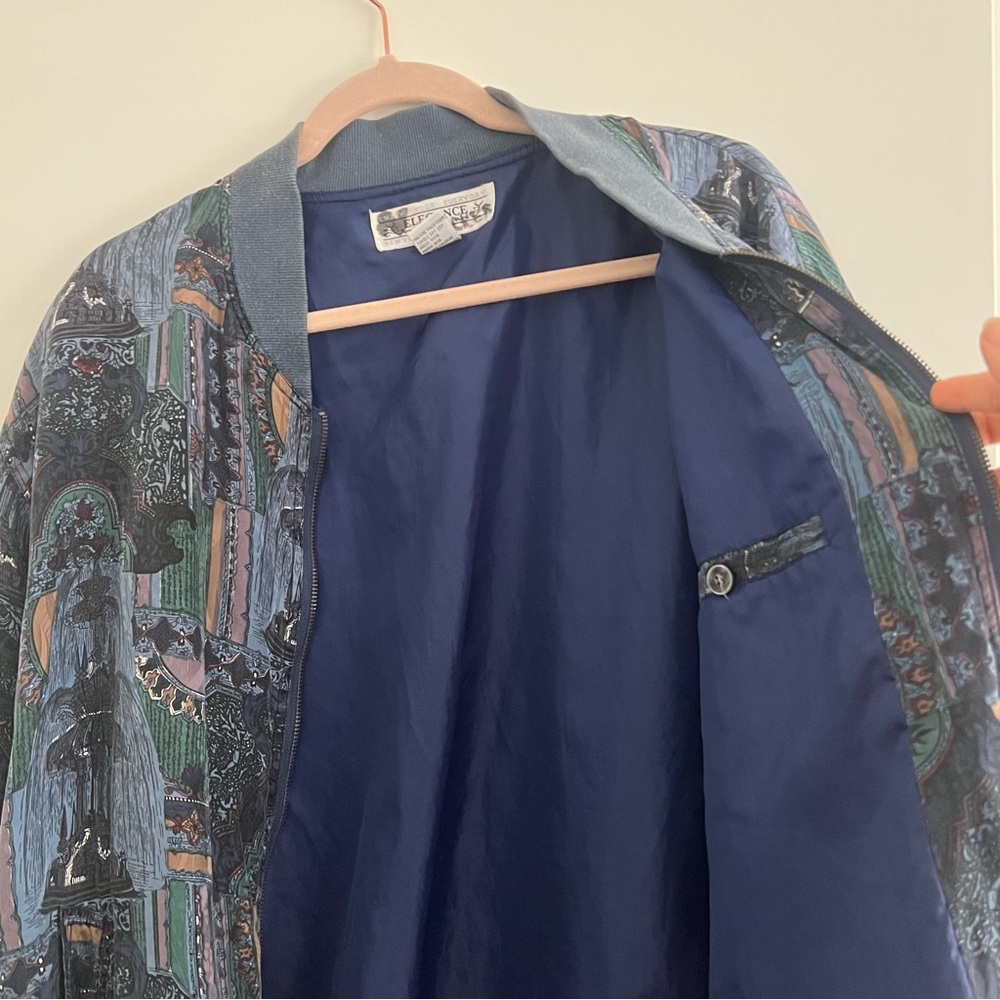 Vintage Patterned Silk Bomber Jacket - image 7